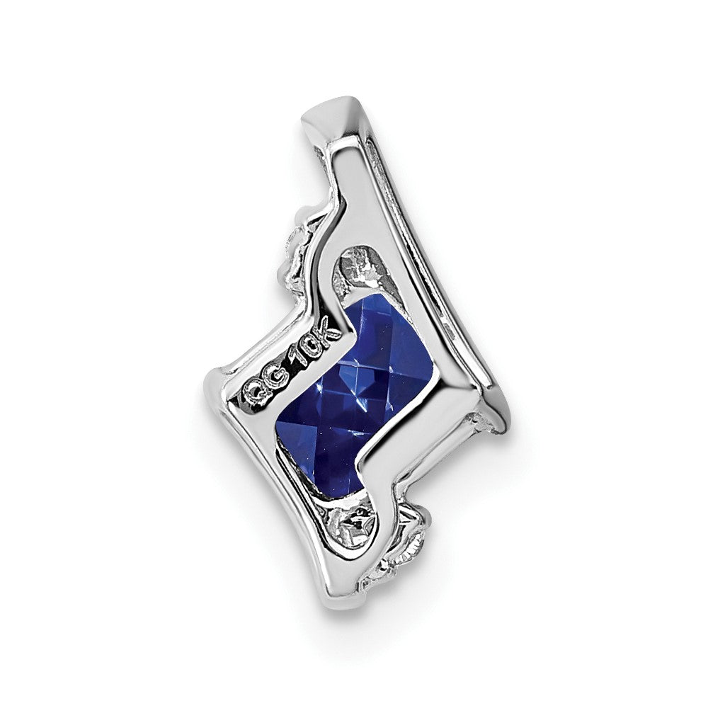 10k White Gold 4mm Cushion September/ Lab-Created Sapphire and Diamond Chain Slide