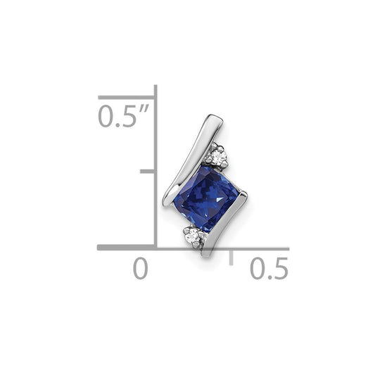Sterling Silver Antique Cushion Cr. Sapphire and Diamond Pendant