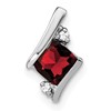 10k White Gold 4mm Cushion January/ Garnet and Diamond Chain Slide