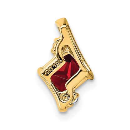 10k 4mm Cushion January/ Garnet and Diamond Chain Slide