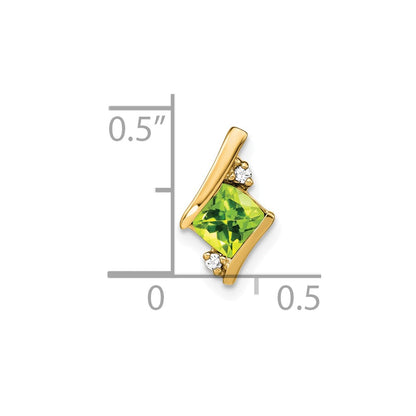 10k 4mm Cushion August/ Peridot and Diamond Chain Slide