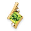 10k Yellow Gold Cushion Peridot and Diamond Chain Slide