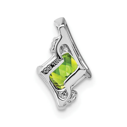 Sterling Silver Antique Cushion Peridot and Diamond Pendant