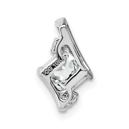 10k White Gold 4mm Cushion April/ White Topaz and Diamond Chain Slide