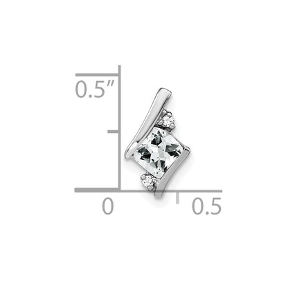 10k White Gold 4mm Cushion April/ White Topaz and Diamond Chain Slide