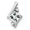 10k White Gold Cushion White Topaz and Diamond Chain Slide