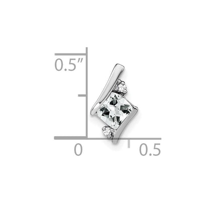 Sterling Silver Antique Cushion White Topaz and Diamond Pendant