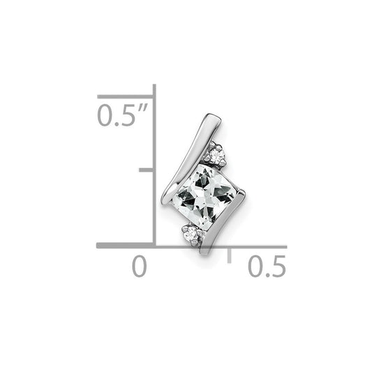 Sterling Silver Antique Cushion White Topaz and Diamond Pendant