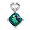 14k White Gold 7mm Cushion June/Lab Created Alexandrite and Diamond Heart Chain Slide