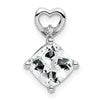 14k White Gold 7mm Cushion April/White Topaz and Diamond Heart Chain Slide