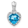 Sterling Silver Rhodium-plated Blue Topaz and Diamond Pendant