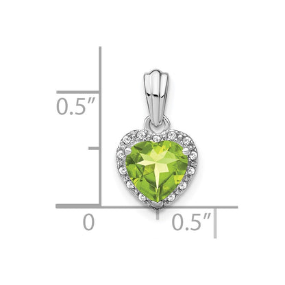 Sterling Silver Rhodium-plated Peridot and Diamond Pendant