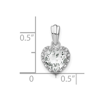 Sterling Silver Rhodium-plated White Topaz and Diamond Pendant