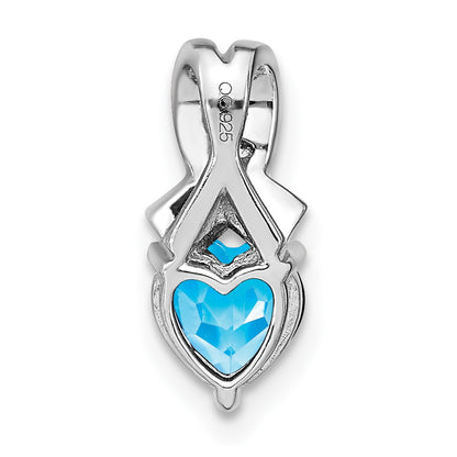 Sterling Silver Rhodium-plated Blue Topaz and Diamond Pendant