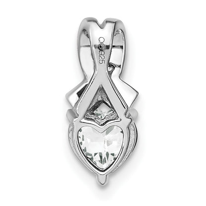 Sterling Silver Rhodium-plated White Topaz and Diamond Pendant