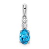 14k White Gold 7x5 Oval December/Blue Topaz and Diamond Pendant