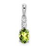 14k White Gold 7x5 Oval August/Peridot and Diamond Pendant