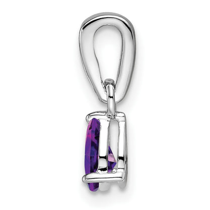 10k White Gold 6x4mm Pear February/ Amethyst and Diamond Pendant