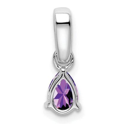 10k White Gold 6x4mm Pear February/ Amethyst and Diamond Pendant