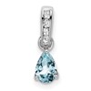 10k White Gold 6x4mm Pear March/ Aquamarine and Diamond Pendant