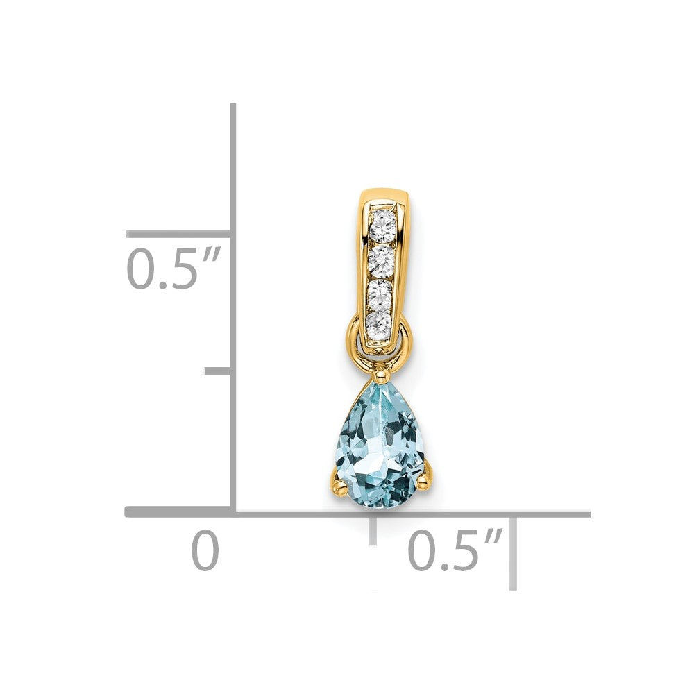 10k 6x4mm Pear March/ Aquamarine and Diamond Pendant