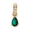 10k 6x4mm Pear May/ Lab-Created Emerald and Diamond Pendant