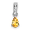 10k White Gold 6x4mm Pear November/ Citrine and Diamond Pendant