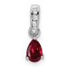 10k White Gold 6x4mm Pear July/ Lab-Created Ruby and Diamond Pendant