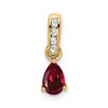 10k Yellow Gold Pear Created Ruby and Diamond Pendant