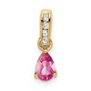 10k 6x4mm Pear October/ Pink Tourmaline and Diamond Pendant