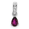 10k White Gold 6x4mm Pear June/ Rhodolite Garnet and Diamond Pendant