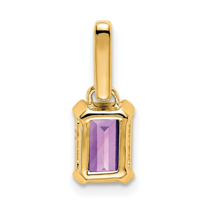 10k 7x5mm Emerald-cut February/ Amethyst and Diamond Pendant
