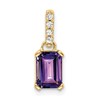 10k 7x5mm Emerald-cut February/ Amethyst and Diamond Pendant