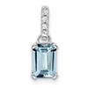 10k White Gold 7x5mm Emerald-cut March/ Aquamarine and Diamond Pendant
