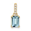 10k 7x5mm Emerald-cut March/ Aquamarine and Diamond Pendant
