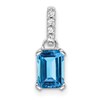 10k White Gold 7x5mm Emerald-cut December/ Blue Topaz and Diamond Pendant