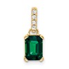 10k 7x5mm Emerald-cut May/ Lab-Created Emerald and Diamond Pendant