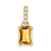 10k 7x5mm Emerald-cut November/ Citrine and Diamond Pendant