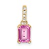 10k 7x5mm Emerald-cut October/ Lab-Created Pink Sapphire and Diamond Pendant
