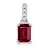 10k White Gold 7x5mm Emerald-cut July/ Lab-Created Ruby and Diamond Pendant