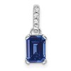 10k White Gold 7x5mm Emerald-cut September/ Lab-Created Sapphire and Diamond Pendant