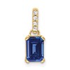 10k 7x5mm Emerald-cut September/ Lab-Created Sapphire and Diamond Pendant