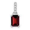 10k White Gold 7x5mm Emerald-cut January/ Garnet and Diamond Pendant