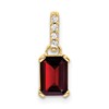 10k 7x5mm Emerald-cut January/ Garnet and Diamond Pendant