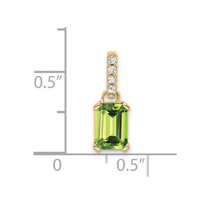 10k 7x5mm Emerald-cut August/ Peridot and Diamond Pendant