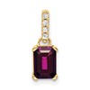 10k 7x5mm Emerald-cut June/ Rhodolite Garnet and Diamond Pendant