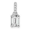 10k White Gold 7x5mm Emerald-cut April/ White Topaz and Diamond Pendant