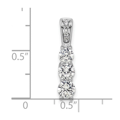 14k White Gold 1 carat Lab Grown Diamond VS/SI+ G+ Three Stone Chain Slide Pendant