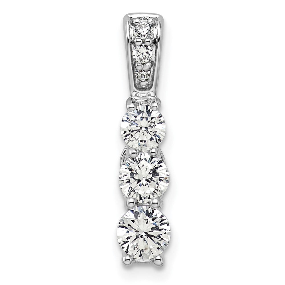14k White Gold 1 carat Lab Grown Diamond VS/SI+ G+ Three Stone Chain Slide Pendant