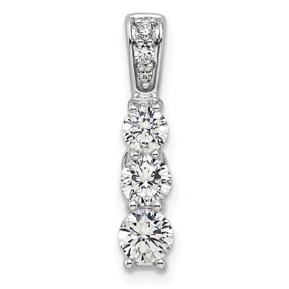 14k White Gold 1 carat Lab Grown Diamond VS/SI+ G+ Three Stone Chain Slide Pendant